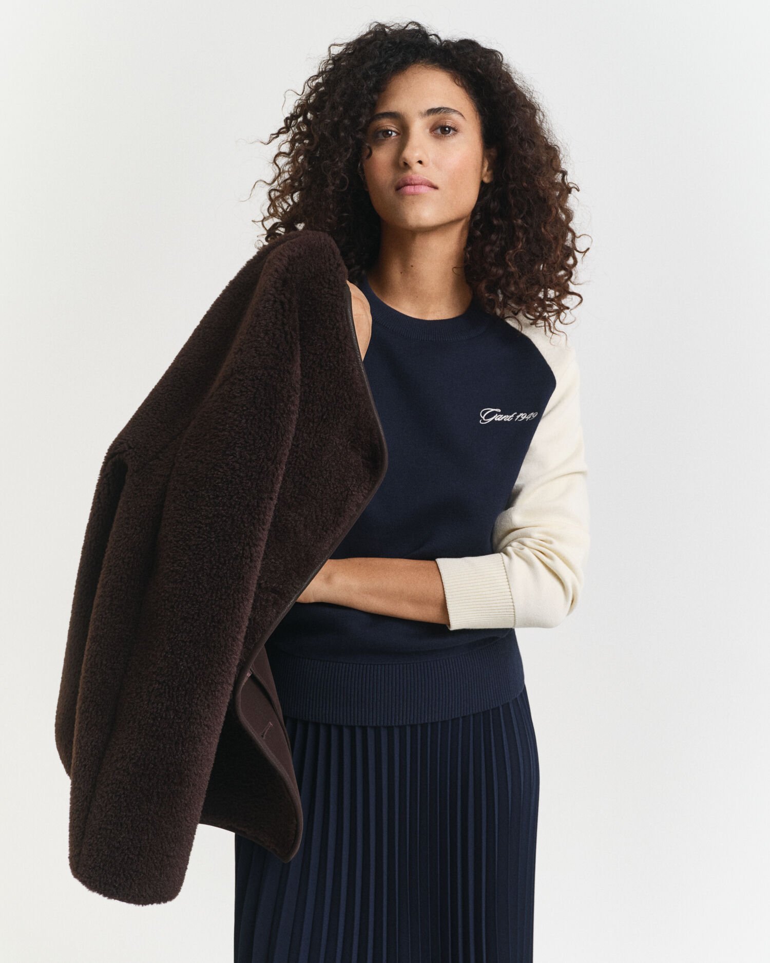 Pull col rond en colour-block