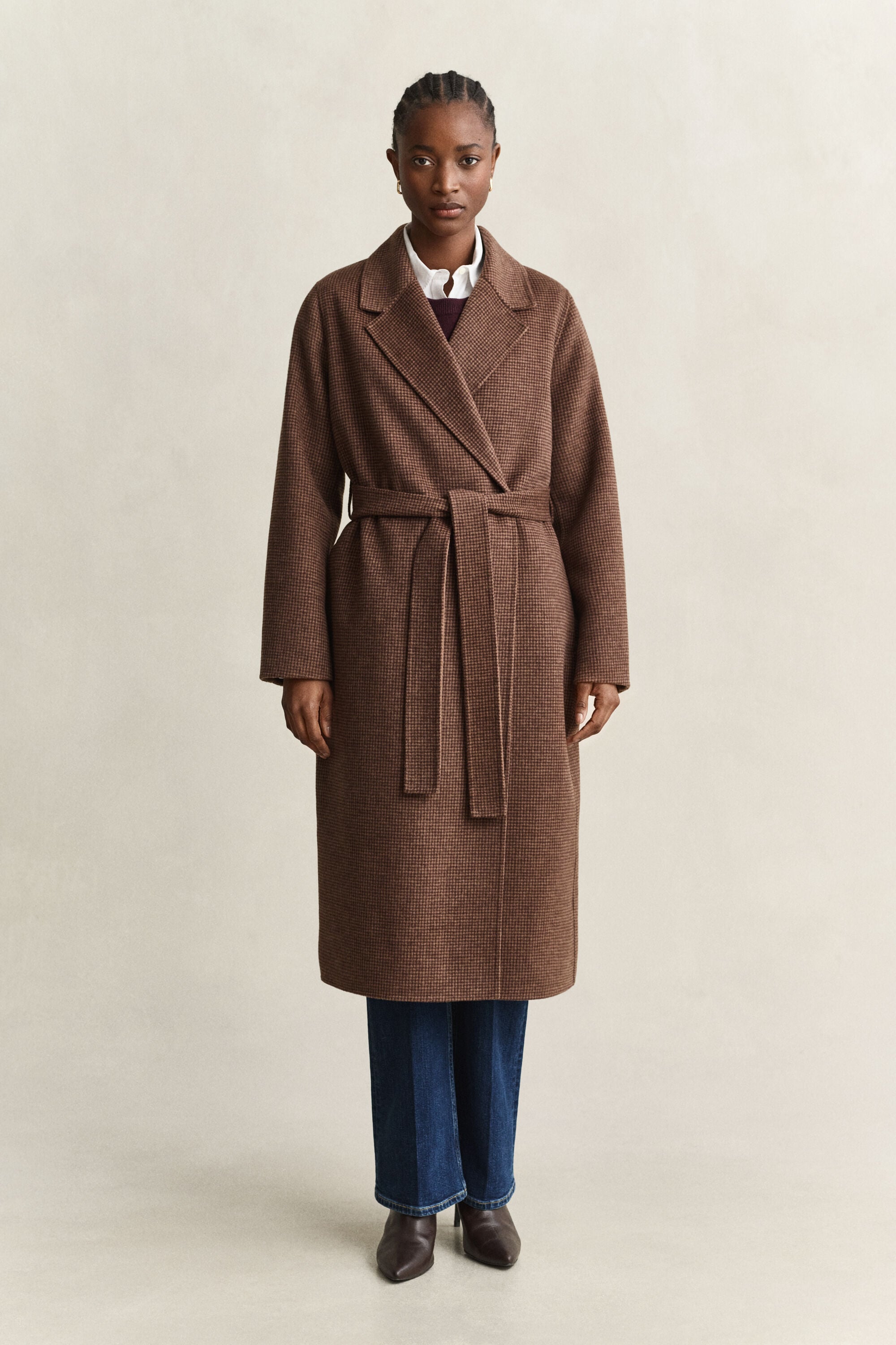 Manteau cousu main avec ceinture