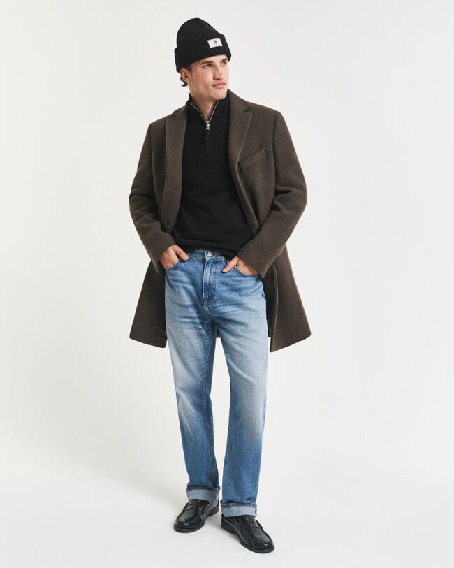 Pull à demi-zip en laine d'agneau ultra-fine