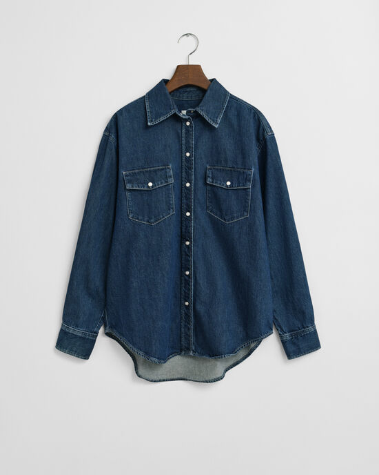 Chemise coupe décontractée en denim à poches