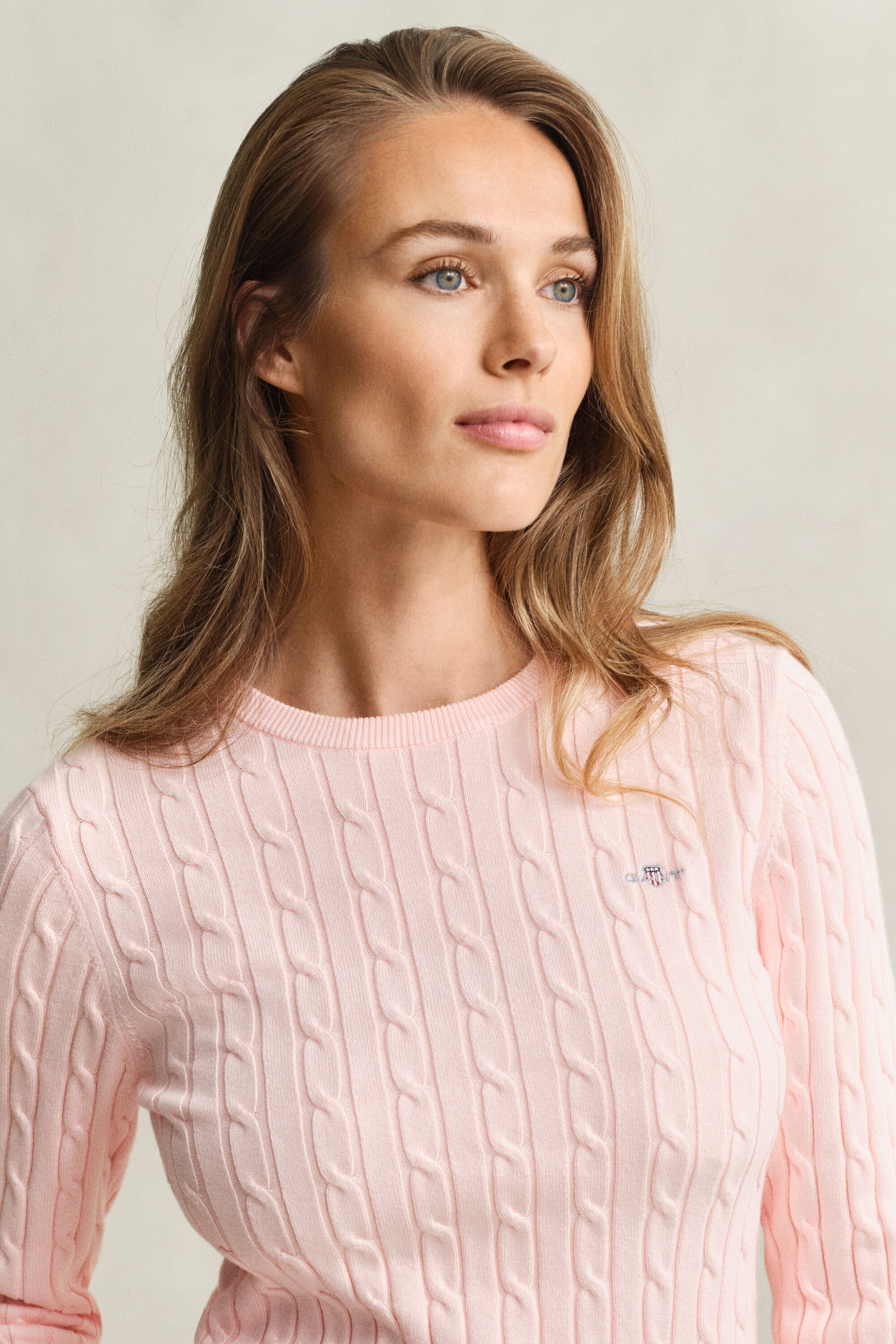 Pull col rond en maille torsadée