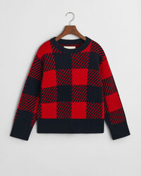 Pull ras du cou &agrave; grands carreaux