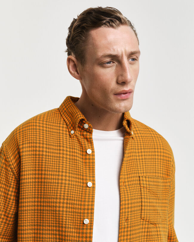 Chemise relaxed fit &agrave; motif pied-de-poule