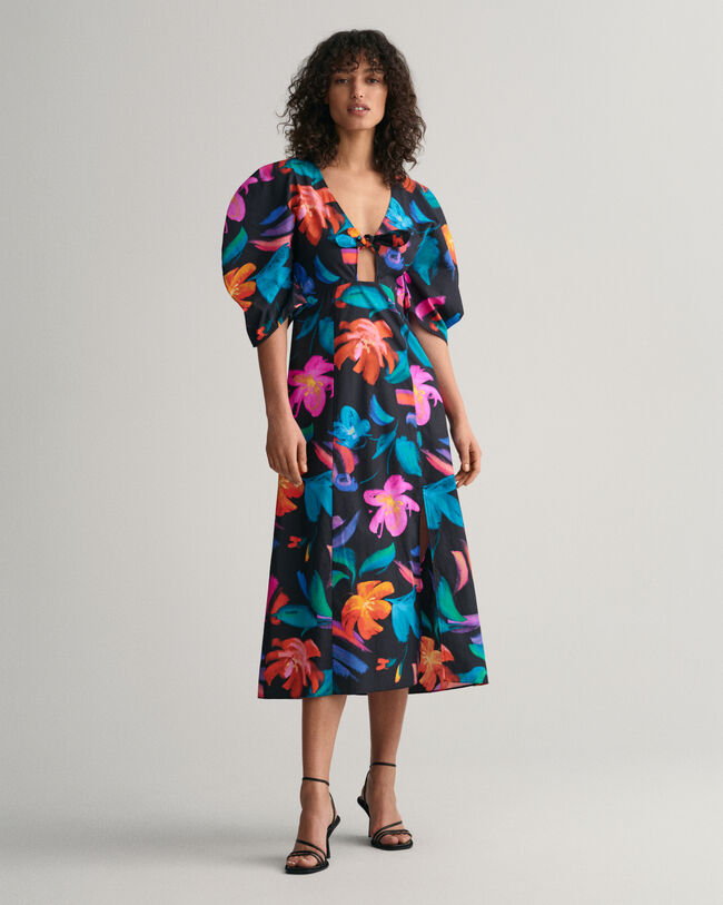 Robe &agrave; imprim&eacute; floral avec manches volumineuses