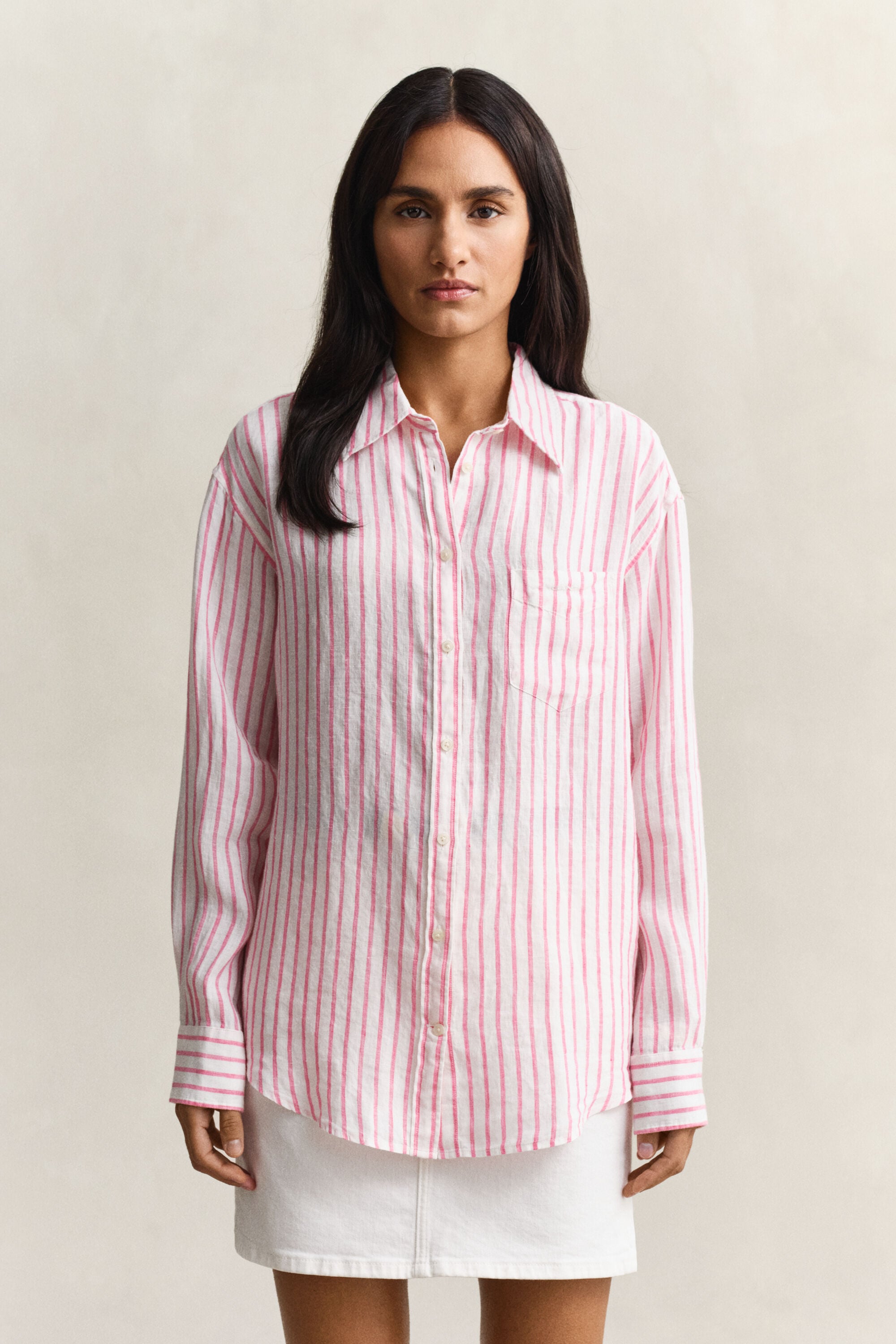 Chemise relaxed fit en lin à rayures