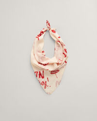 Foulard en coton et soie avec texte imprimé