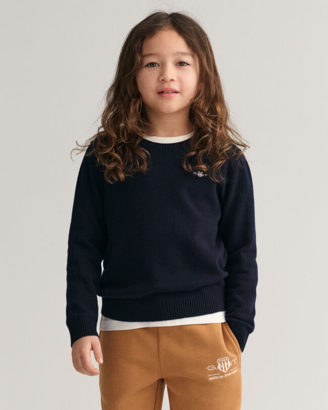 Pull ras du cou en laine d'agneau Shield Kids