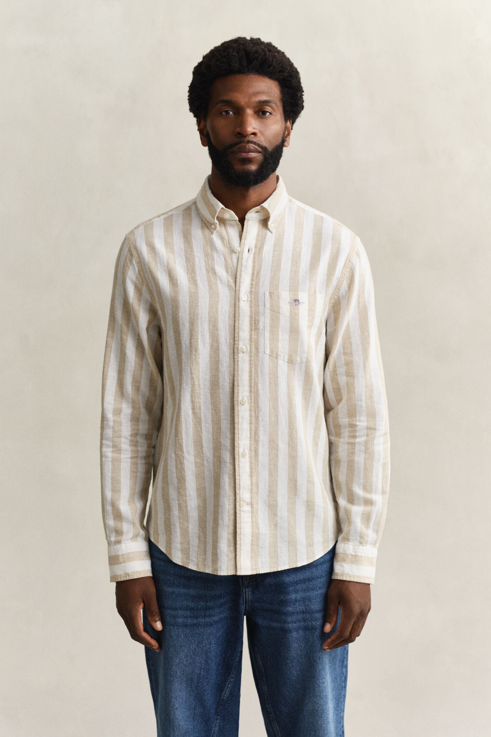 Chemise en lin mélangé à rayures