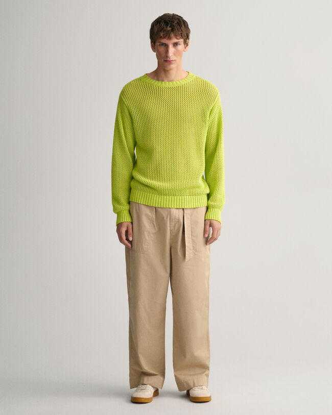 Pantalon en popeline de coton avec ceinture