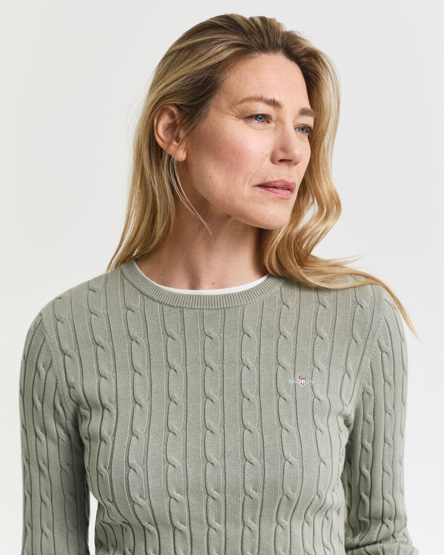 Pull col rond en maille torsadée