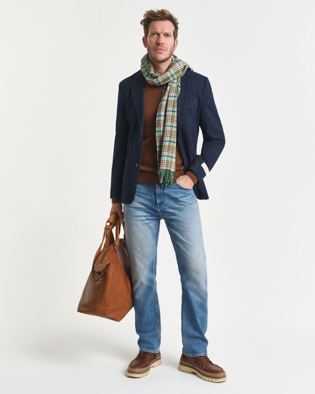 Veste blazer en jersey de laine et coton bicolore