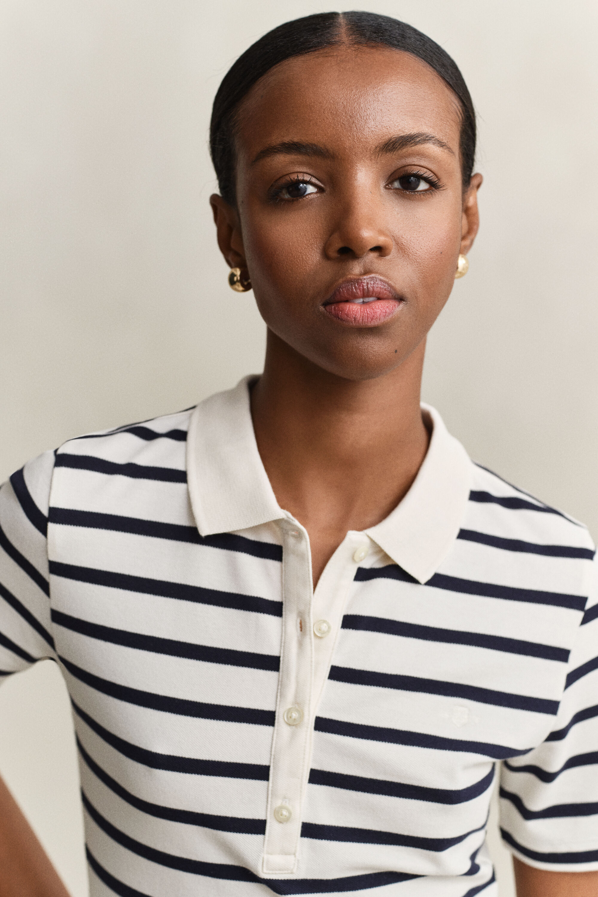 Polo en coton piqué à rayures