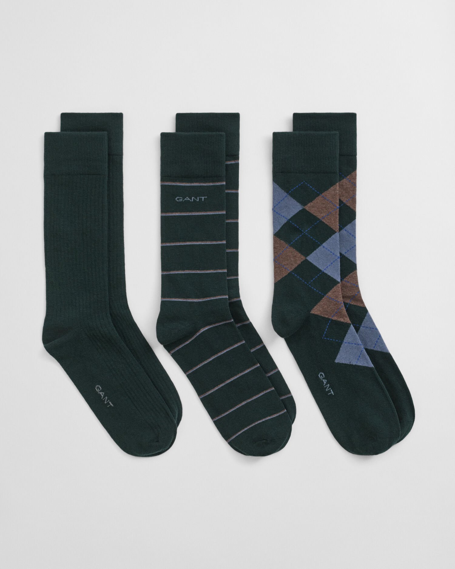 Lot de 3 paires de chaussettes à motif argyle et à rayures