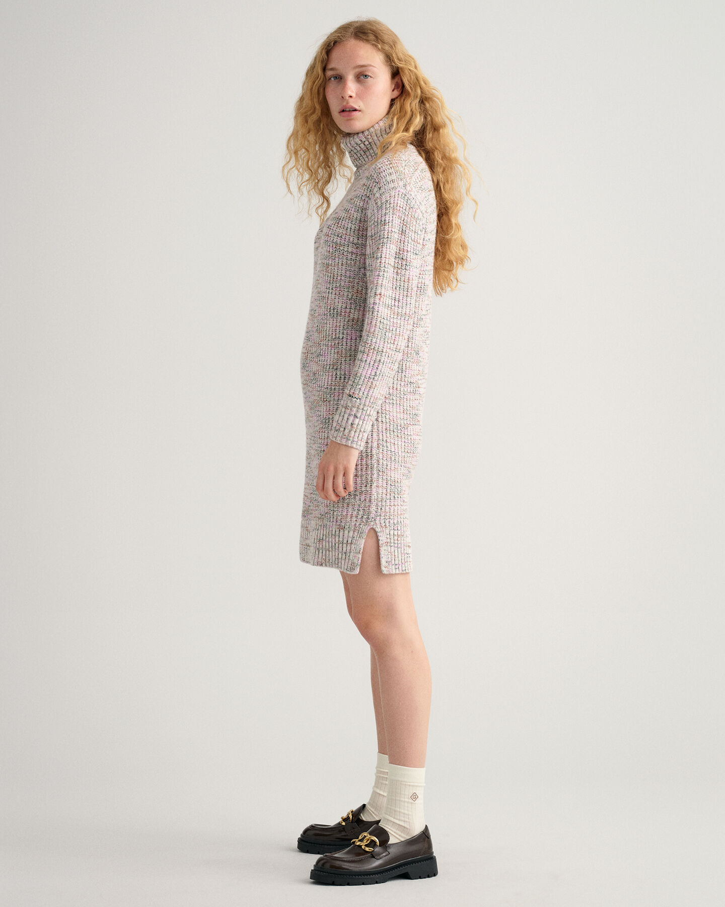 Robe col roul&eacute; multicolore