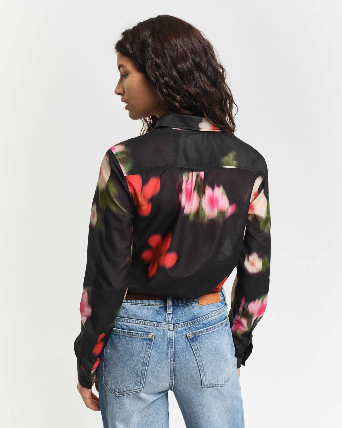 Chemise regular fit en coton et soie à fleurs