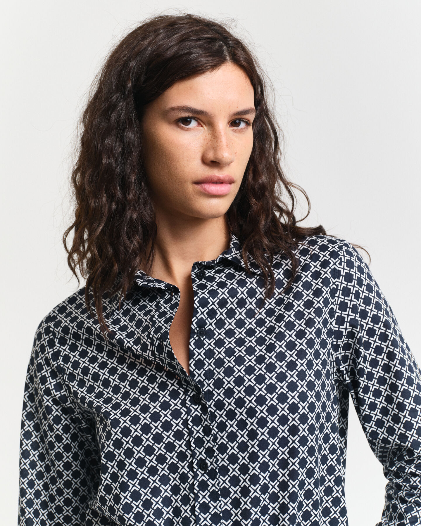 Chemise regular fit en voile de coton Geometric
