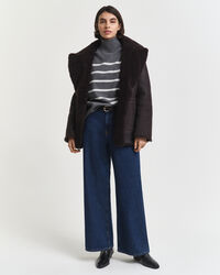 Pull col roulé en laine d'agneau ultrafine à rayures