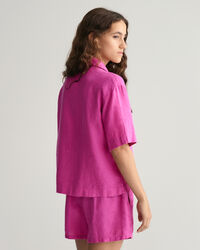 Chemise boxy en lin &agrave; manches courtes Teen Girls