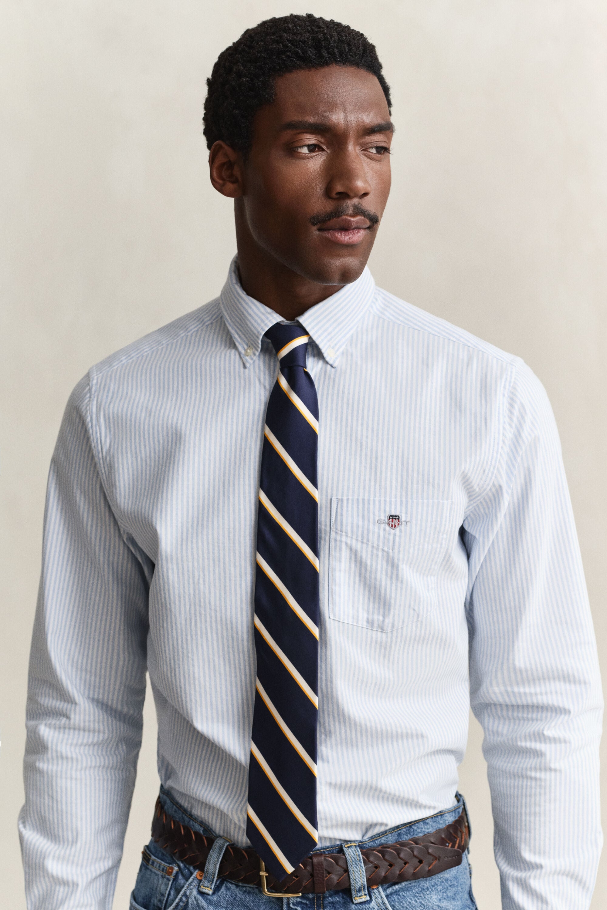 Chemise en coton Oxford classique à rayures Banker