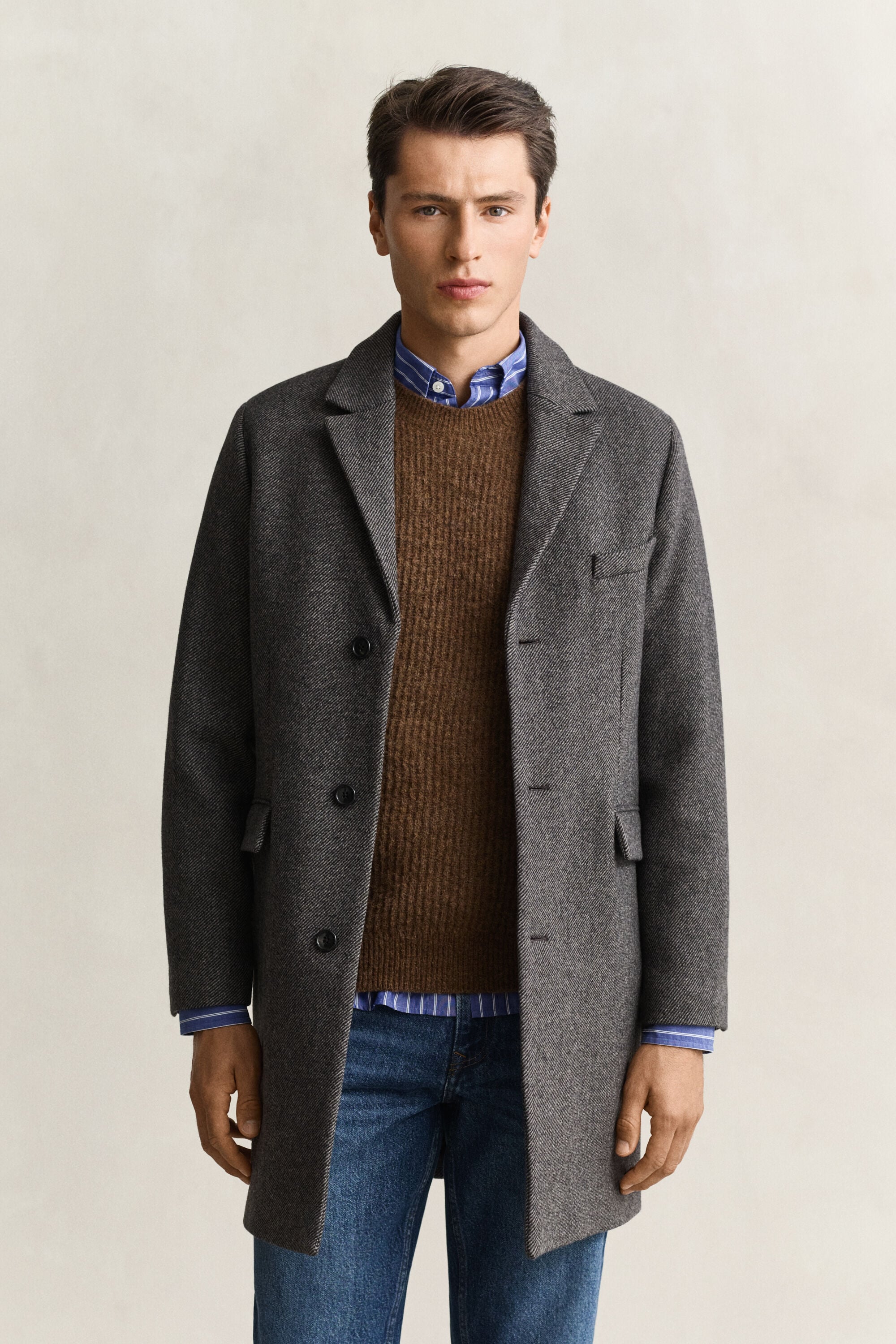 Manteau en laine bicolore