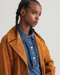 Manteau en daim avec ceinture