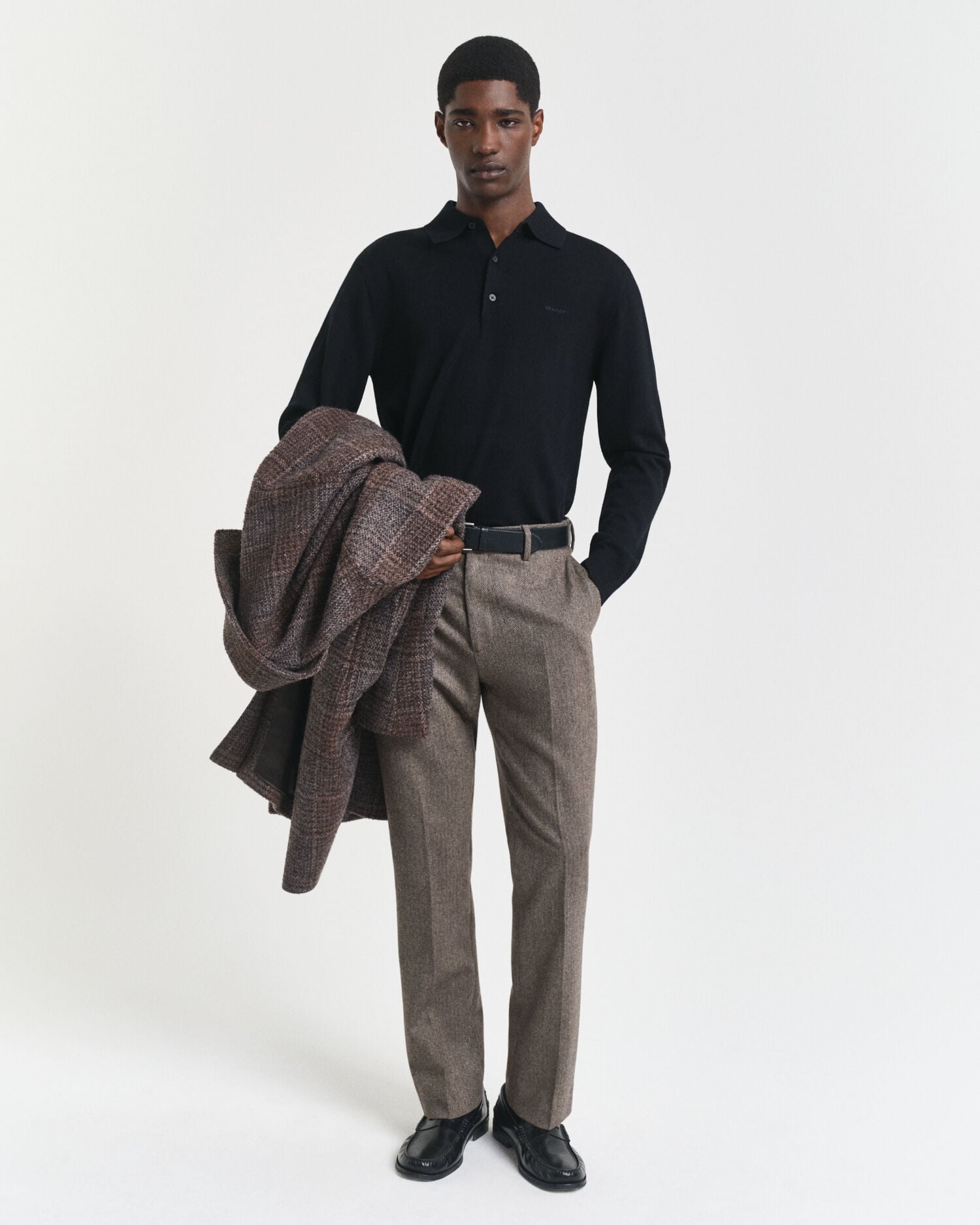 Pull façon polo en laine mérinos extrafine