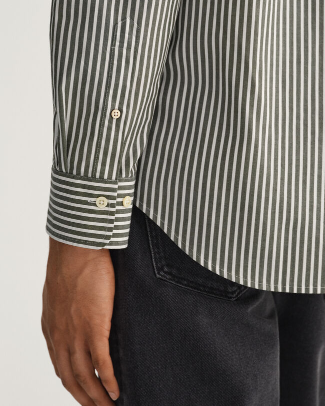 Chemise regular fit en popeline de coton &agrave; rayures