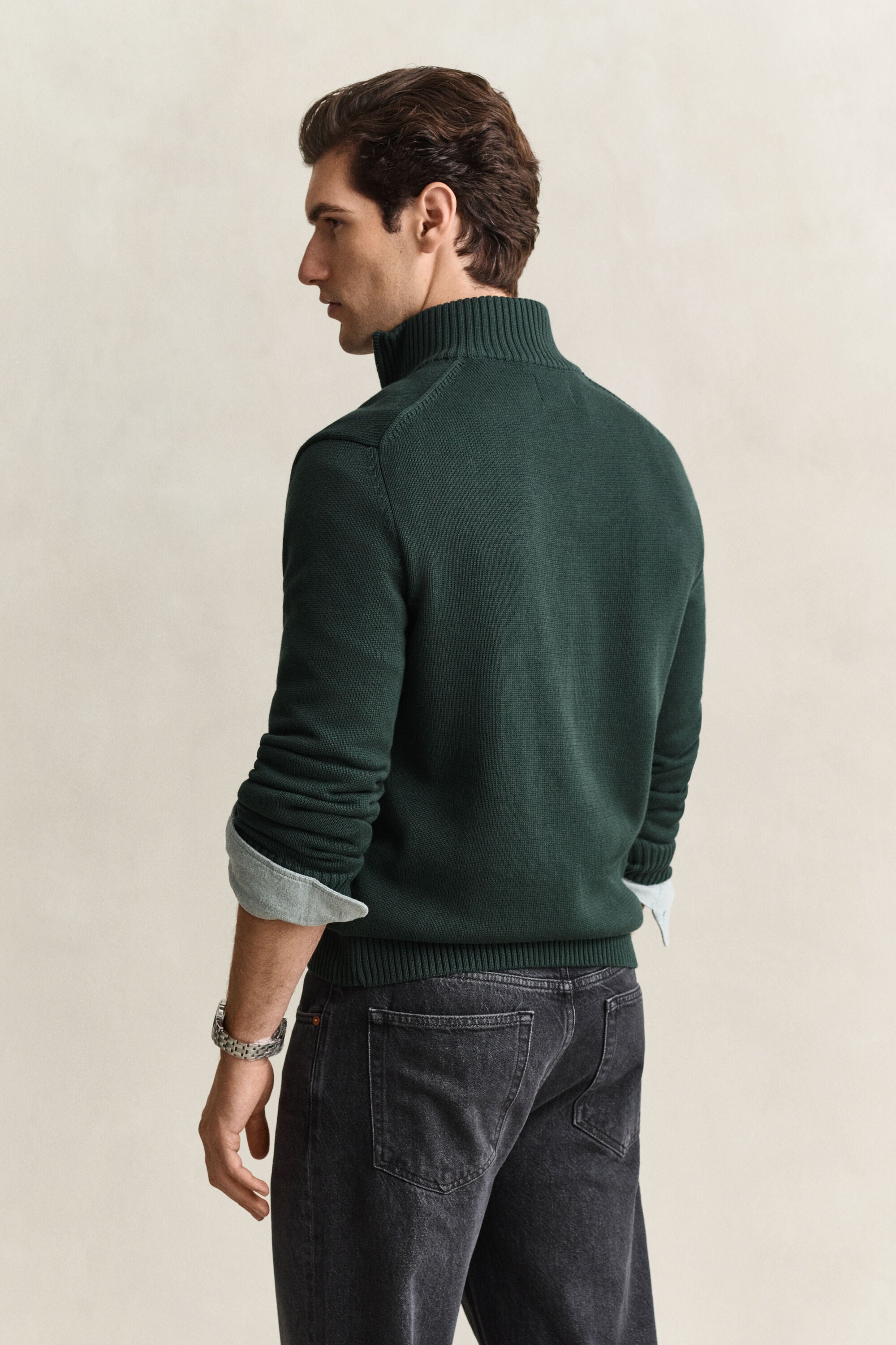 Pull en coton décontracté à demi-zip