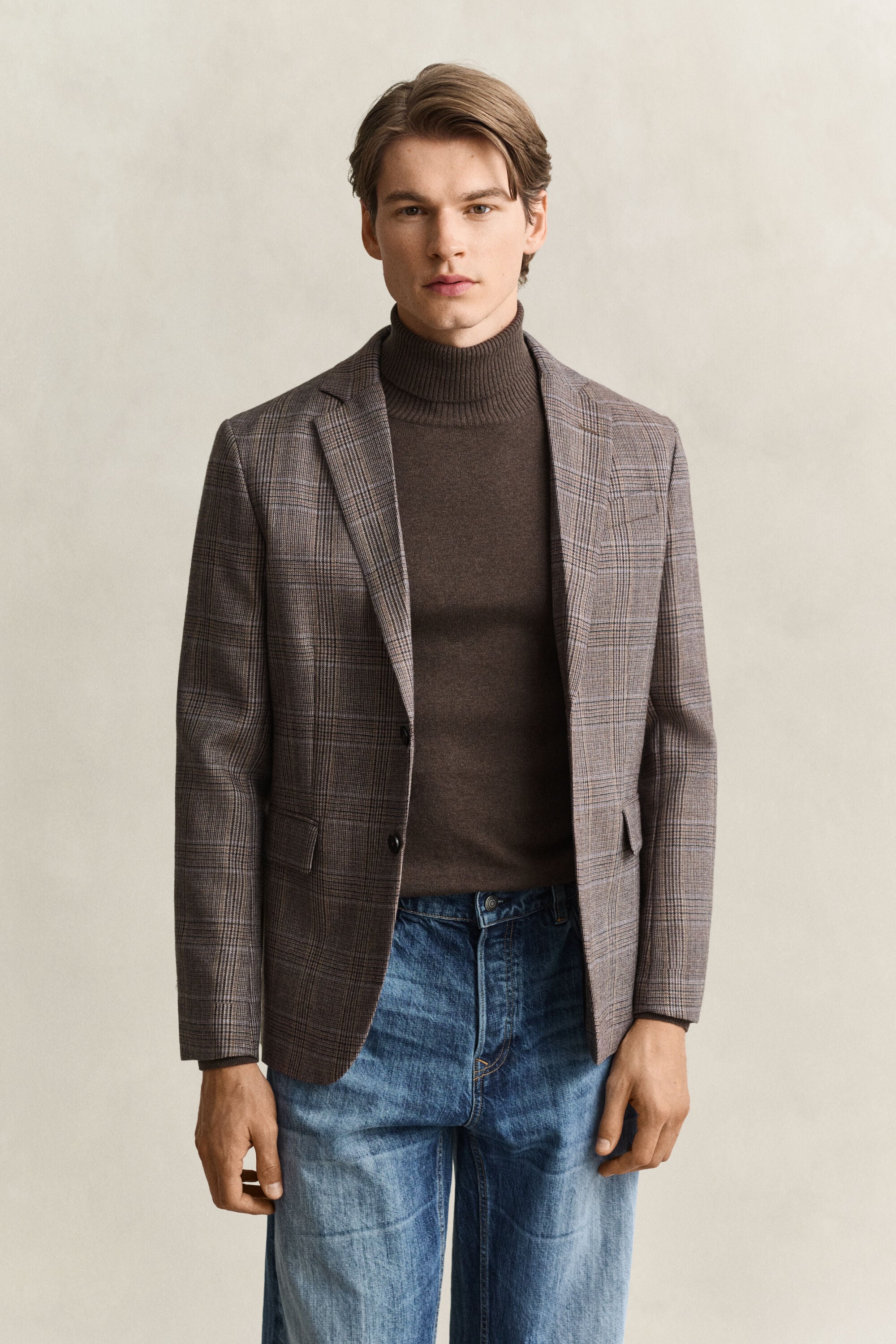 Veste de costume en laine à carreaux