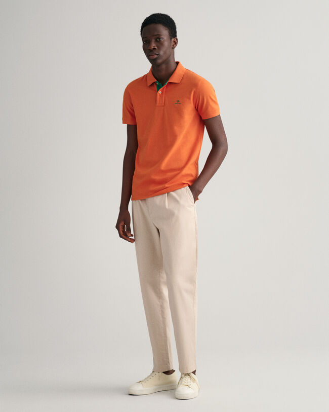 Polo en coton piqu&eacute; &agrave; col contrastant