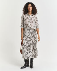 Jupe midi plissée à imprimé arbres