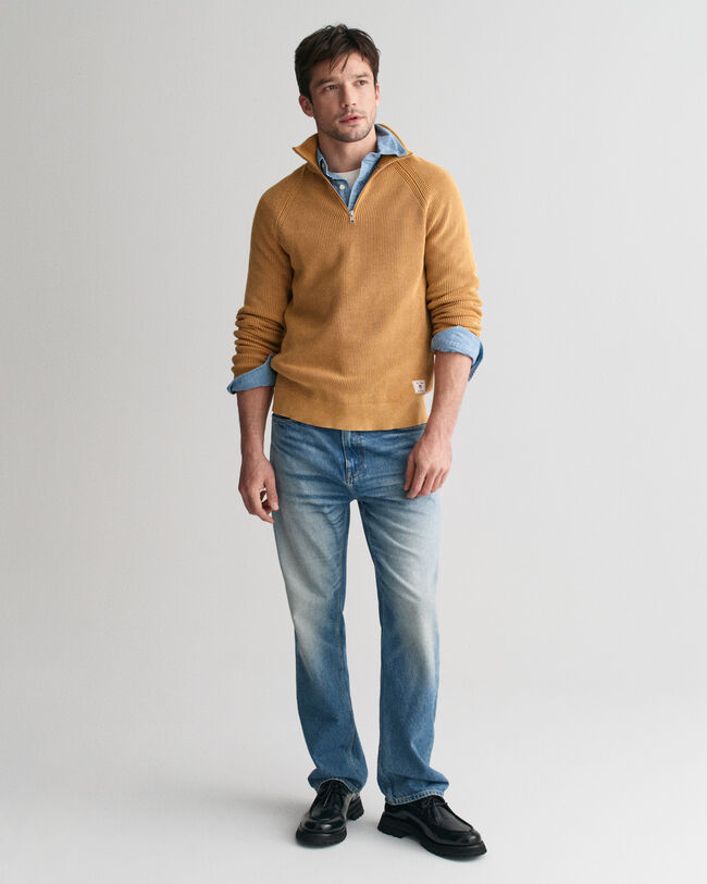 Pull &agrave; demi-zip c&ocirc;tel&eacute; d&eacute;lav&eacute;