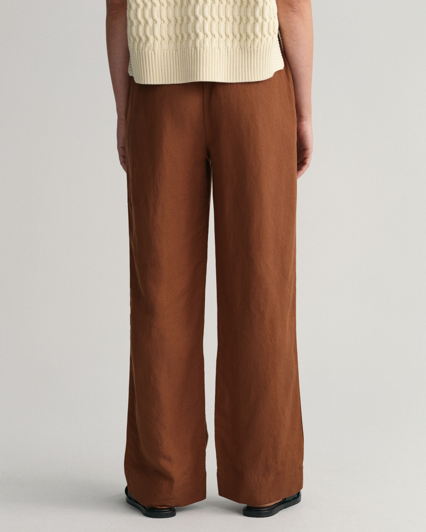 Pantalon &agrave; enfiler en lin et viscose