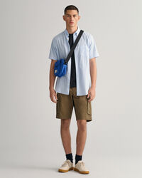 Chemise regular fit en popeline de coton à manches courtes et rayures