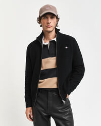 Cardigan zippé en coton Textured