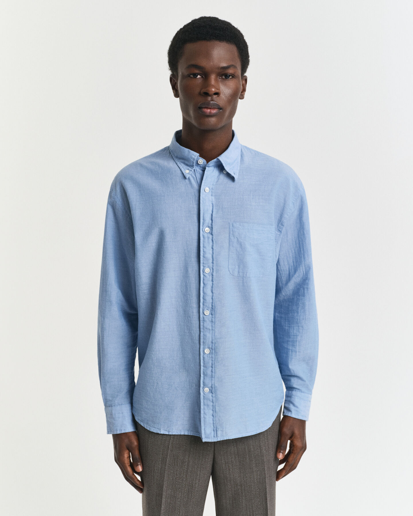 Chemise coupe décontractée en chambray indigo