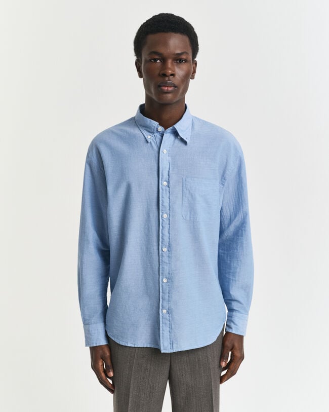 Chemise coupe décontractée en chambray indigo