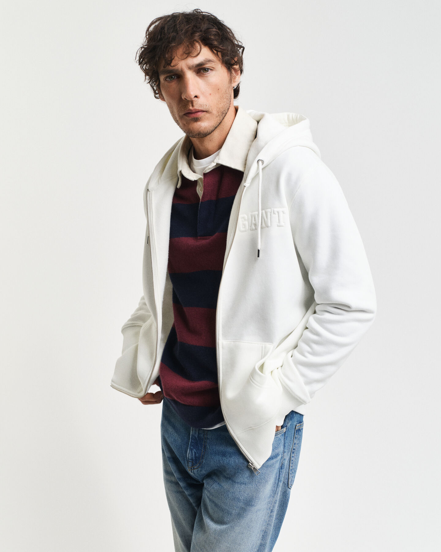 Sweat &agrave; capuche zipp&eacute; Embossed