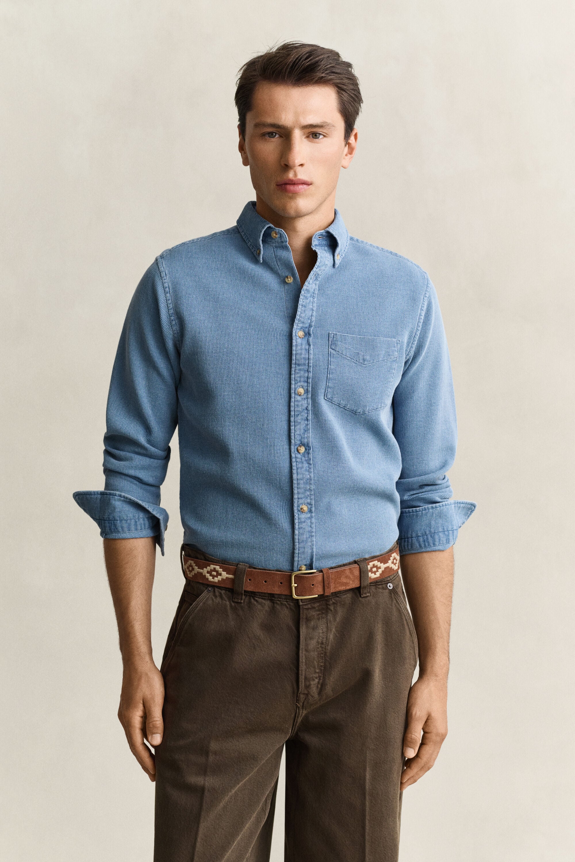 Chemise indigo gaufrée