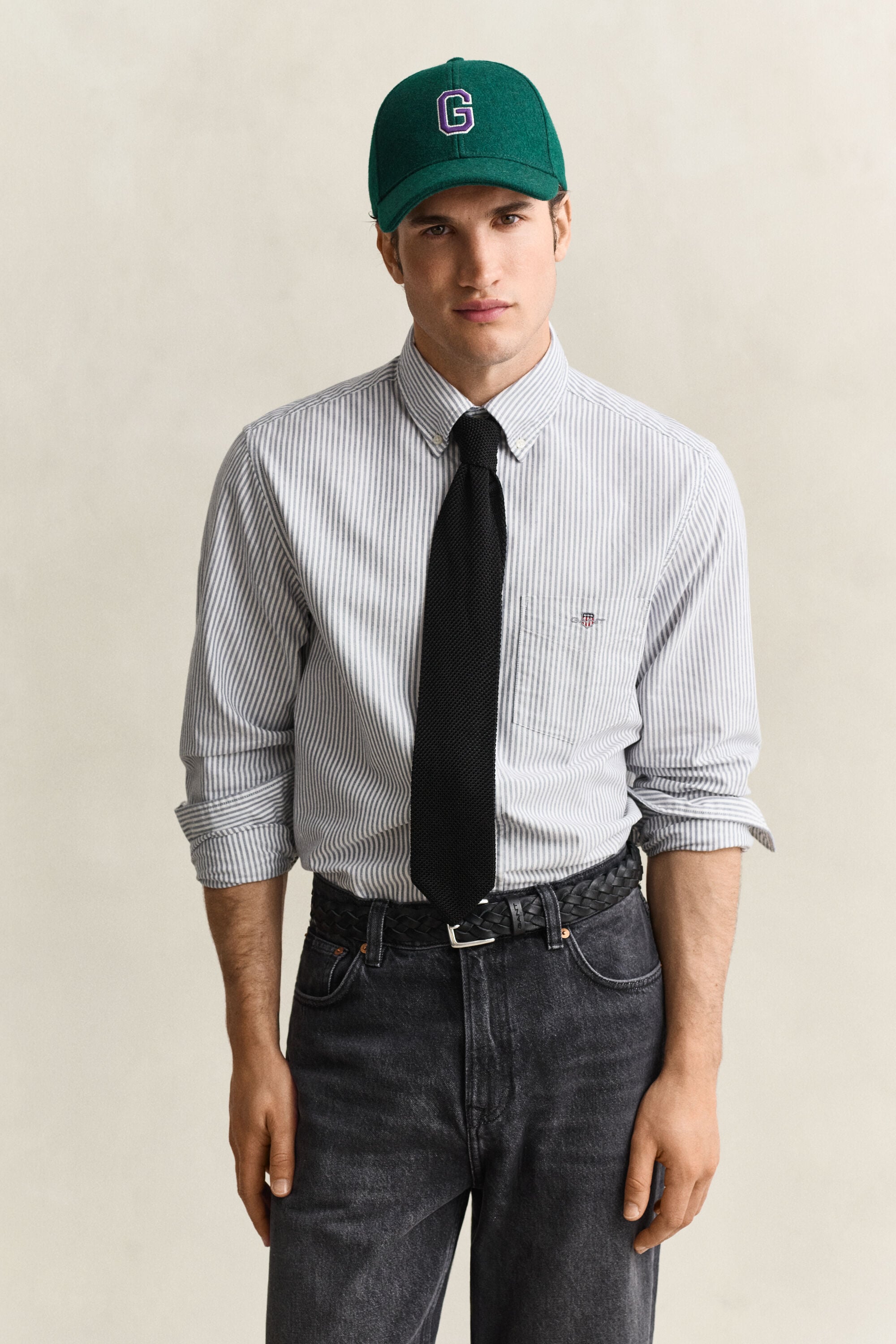 Chemise en coton Oxford regular classique à rayures