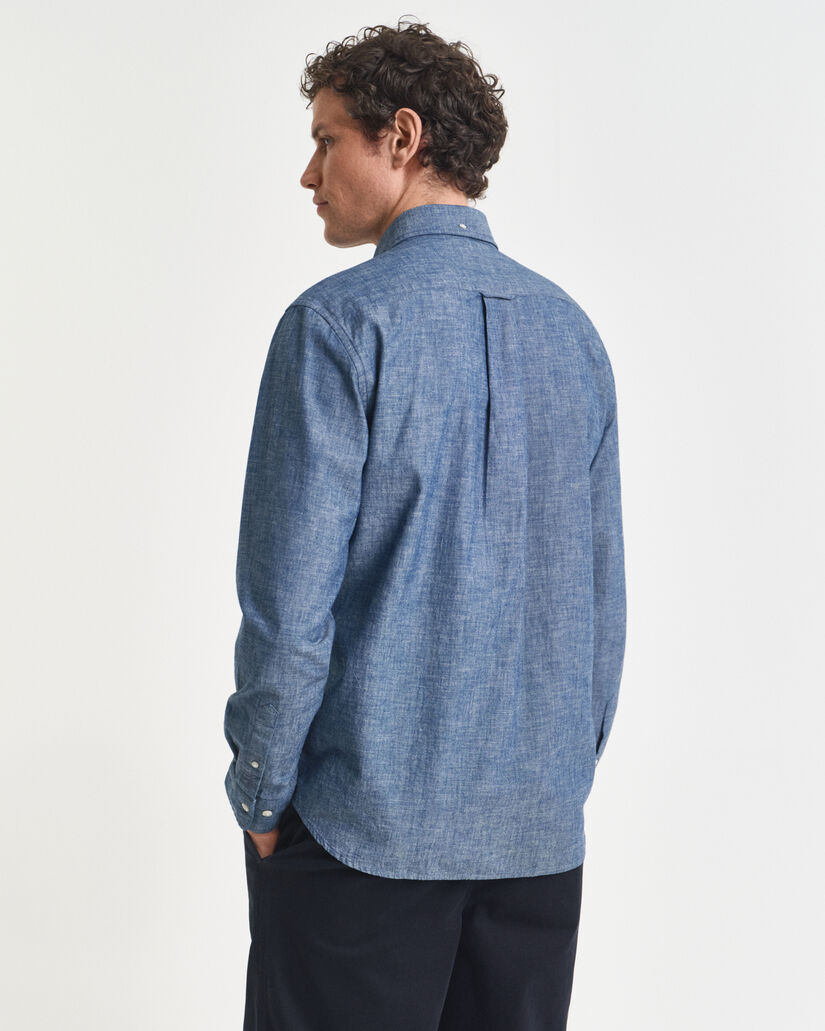 Chemise coupe regular en chambray indigo
