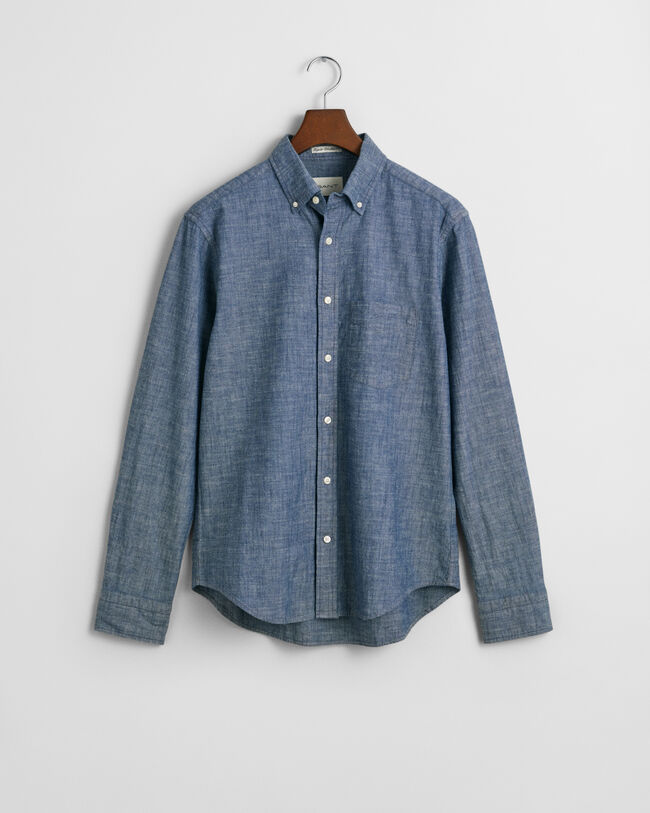 Chemise regular fit en chambray indigo