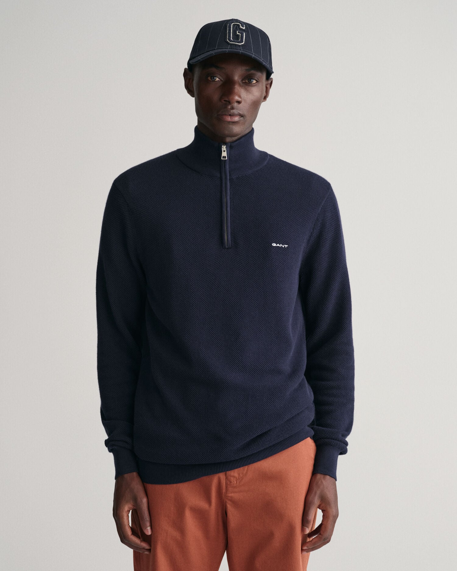 Pull demi-zip coton piqué Gant