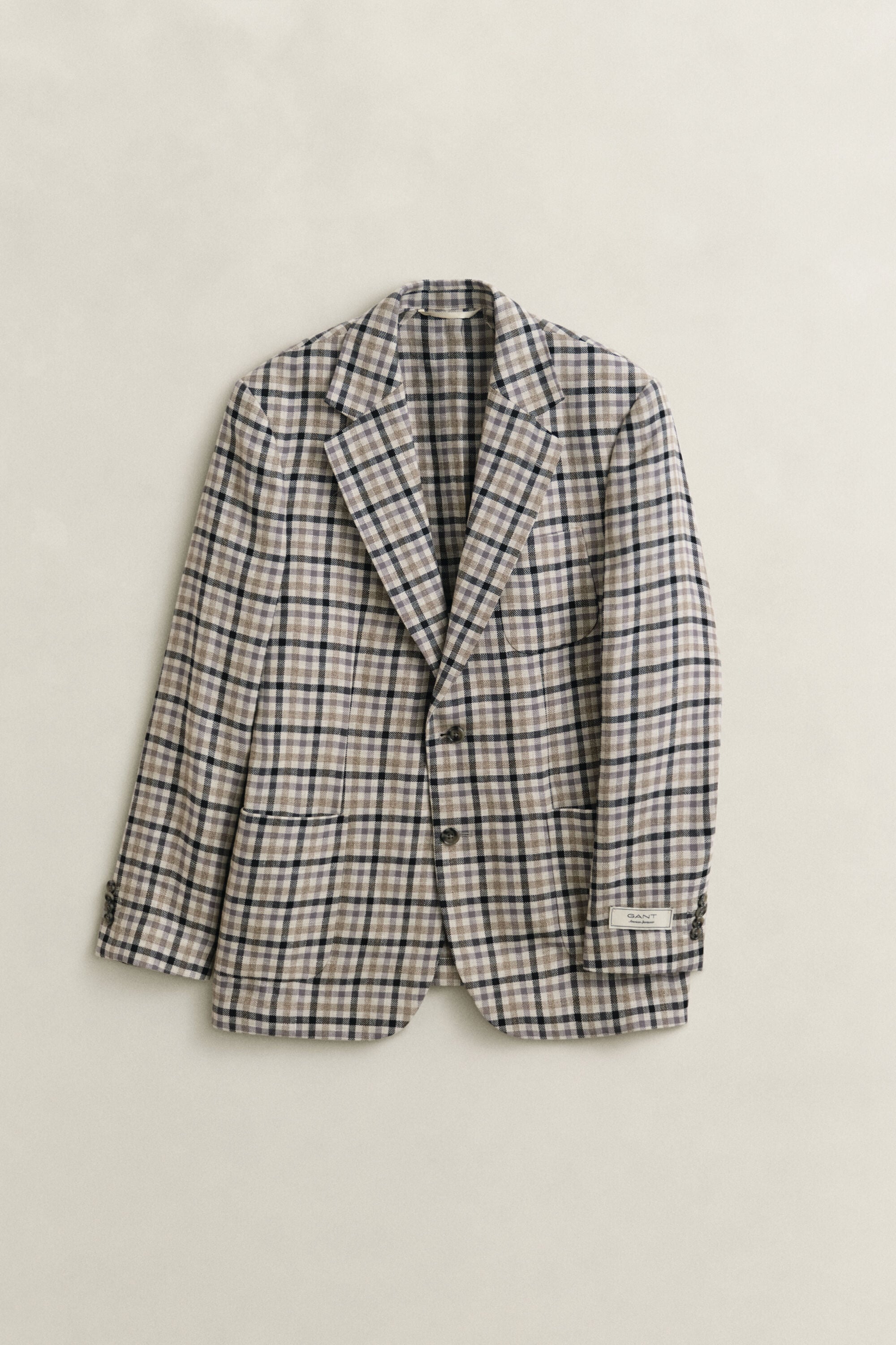 Veste blazer en lin et laine à carreaux