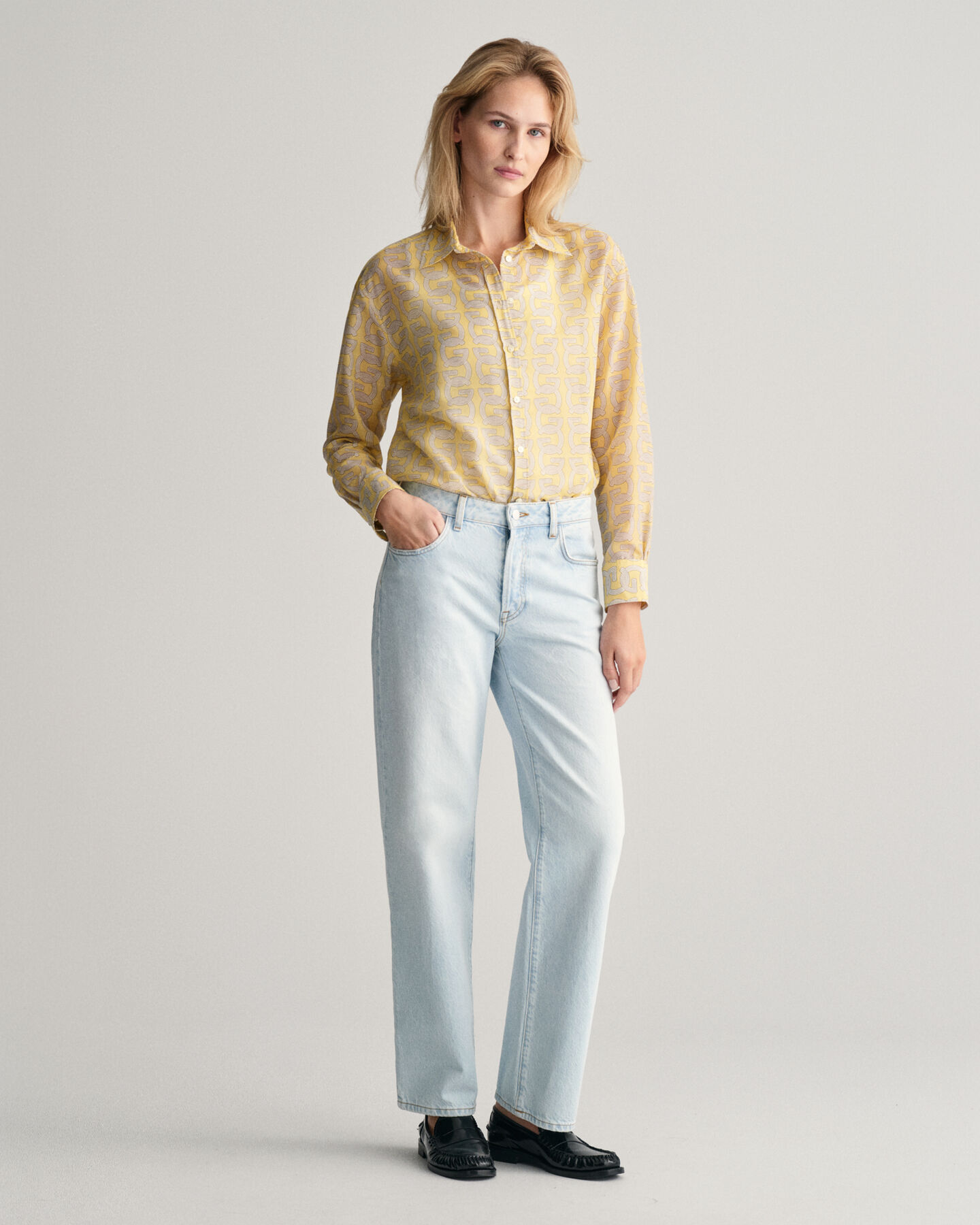 Chemise relaxed fit en coton et soie G Patterned