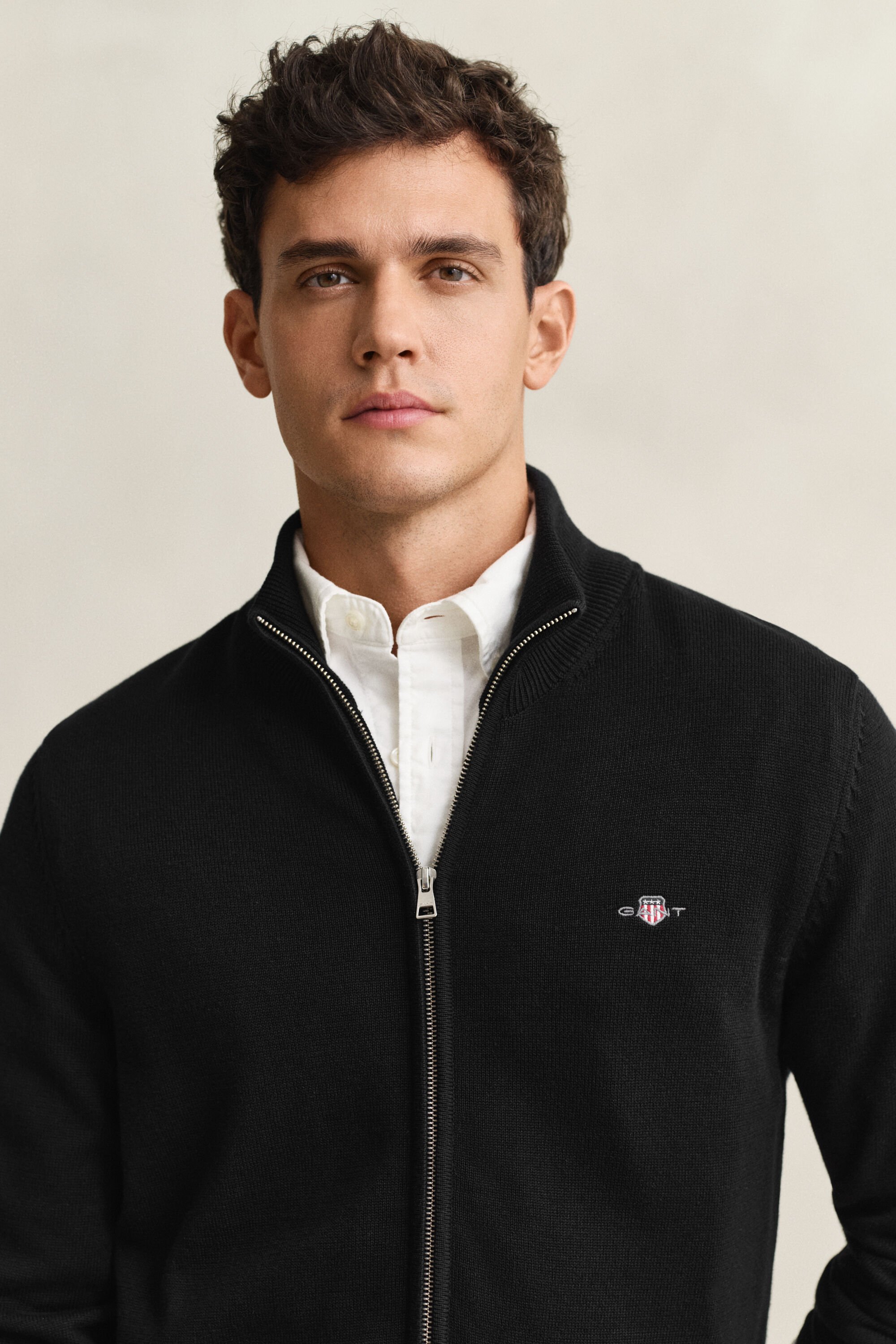 Cardigan zippé en coton décontracté