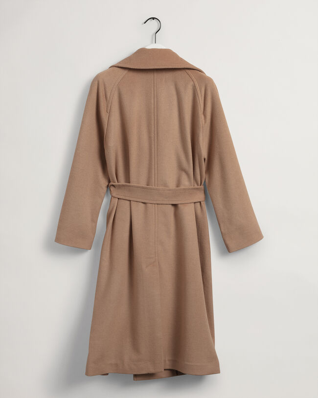 Manteau en laine m&eacute;lang&eacute;e &agrave; ceinture