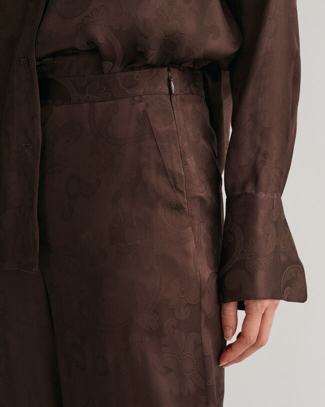 Pantalon &agrave; jambes larges avec motif en jacquard fa&ccedil;on dentelle