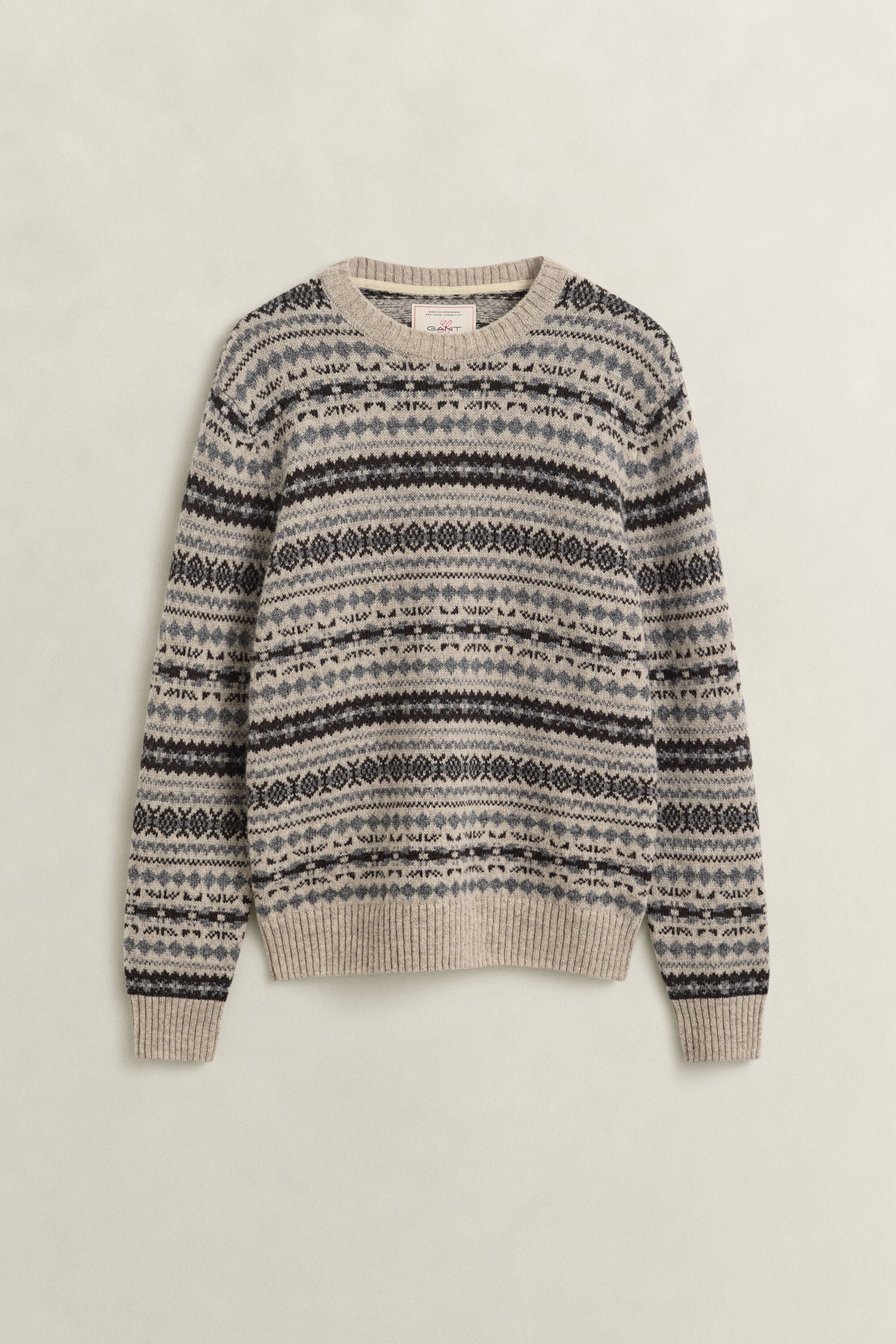 Pull jacquard en laine brossée