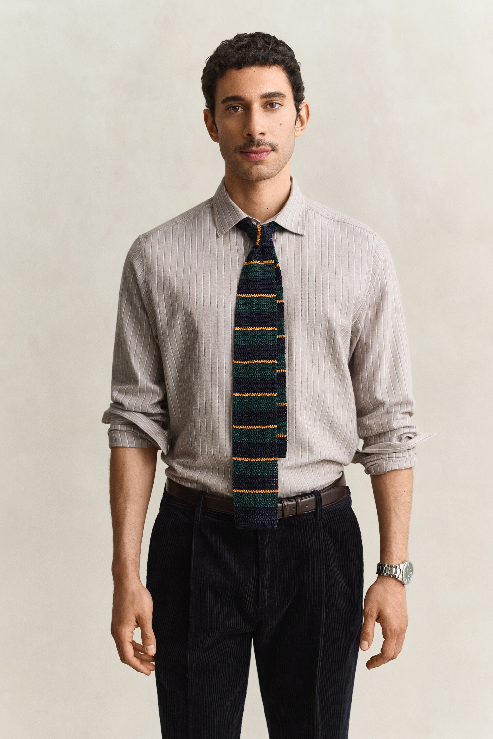 Chemise en flanelle chinée à rayures